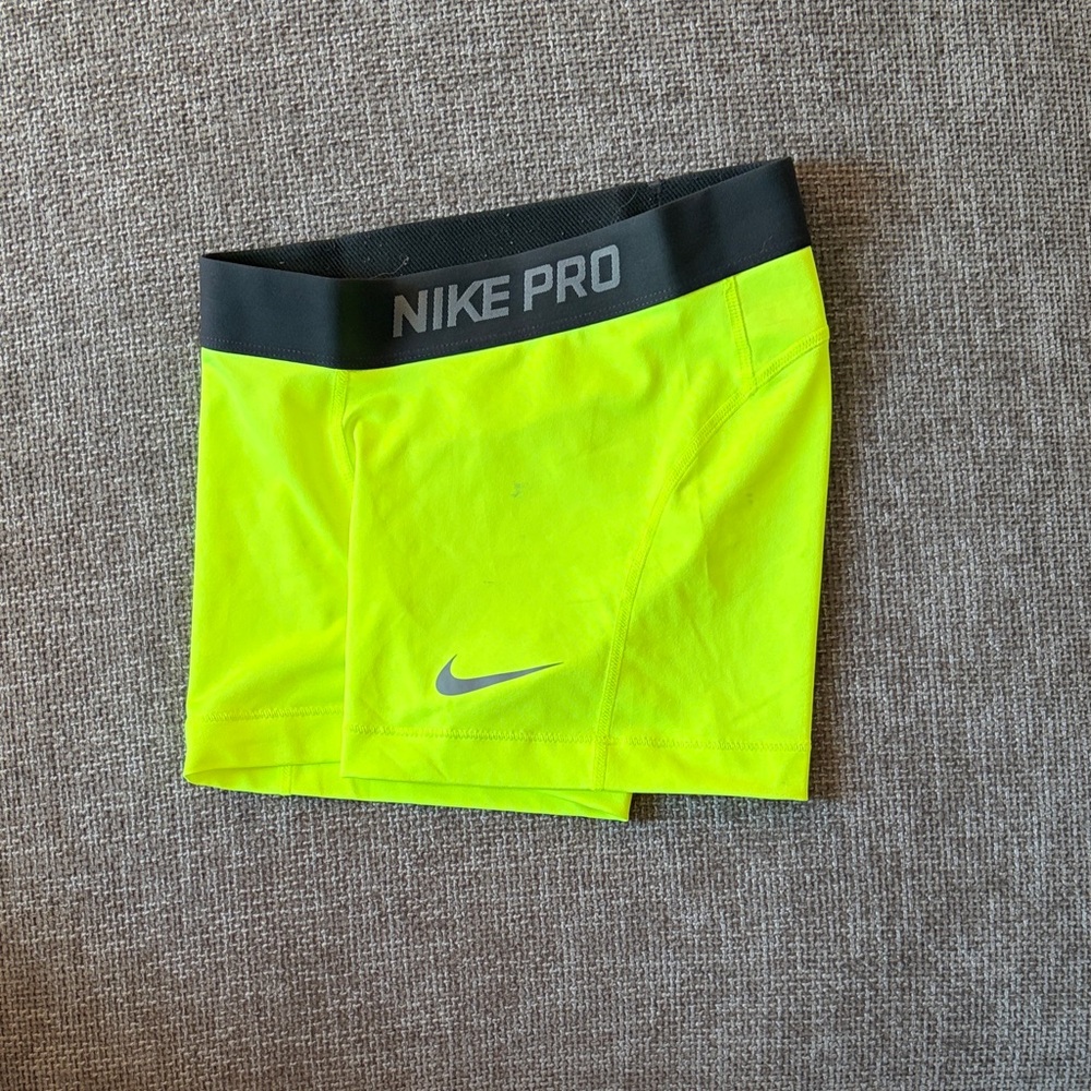 Nike Pro Bright Lime Shorts with Black Waistband